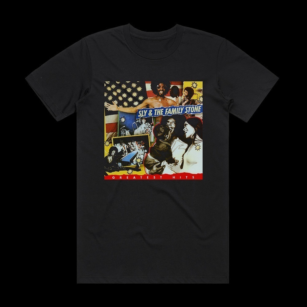 Sly And The Family Stone Greatest Hits 1 Album Cover T-Shirt Black
